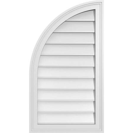 Ekena Millwork Quarter Round Top Left Surface Mount PVC Gable Vent w/ 2"W x 1-1/2"P Brickmould Frame, 18"W x 32"H GVPQL18X3202SN